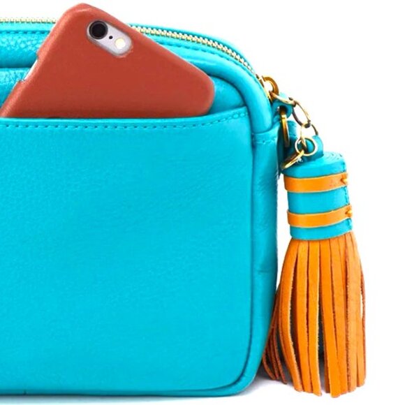 HOBO Blue and Gold Crossbody Bag with Leather Finish - Picture 5 of 5